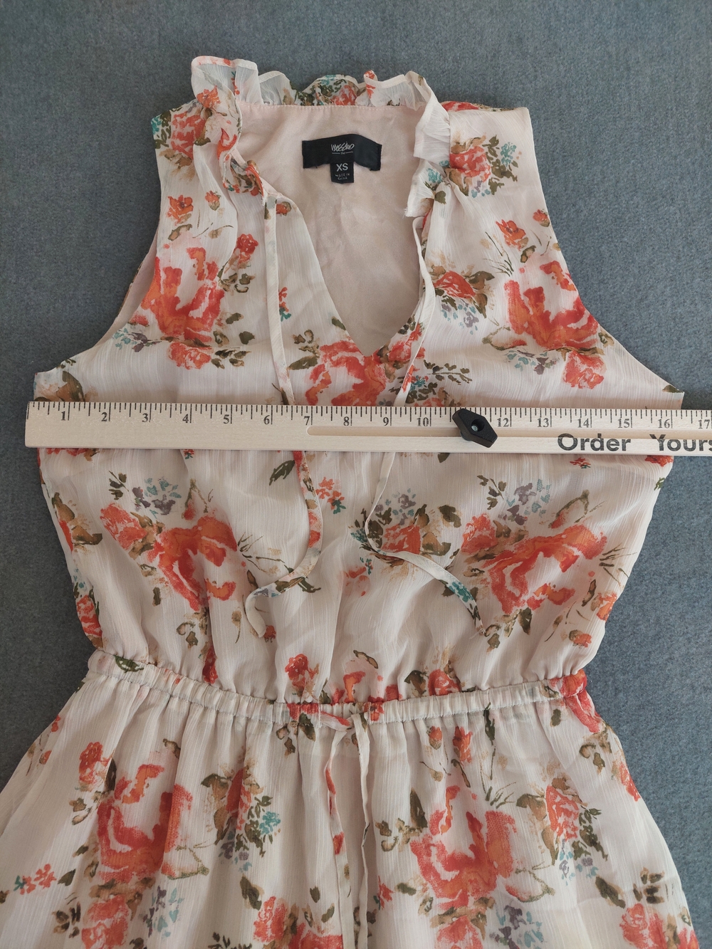 Mossimo Floral Sleeveless Maxi Dress XS Peach Orange Boho Tiered Cottagecore - Picture 6 of 10